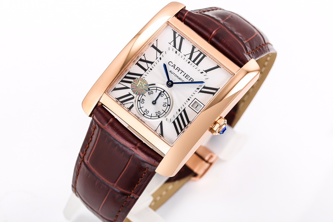 Cartier Premium Square Automatic 34mm × 44mm – 1904-Style Movement, Blue Steel Hands, Dual Sapphire Crystal & 250m Water Resistance