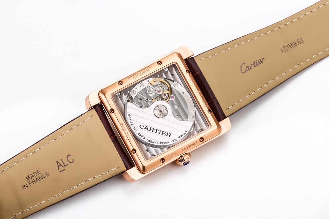 Cartier Premium Square Automatic 34mm × 44mm – 1904-Style Movement, Blue Steel Hands, Dual Sapphire Crystal & 250m Water Resistance
