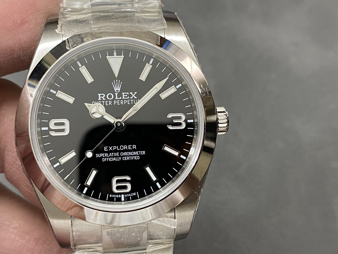 Rolex Explorer I 369 Oyster Perpetual 39mm｜904L Steel Scratch-resistant Sapphire Crystal Black Dial Caliber 3132 904L Three-piece Link Oyster Bracelet