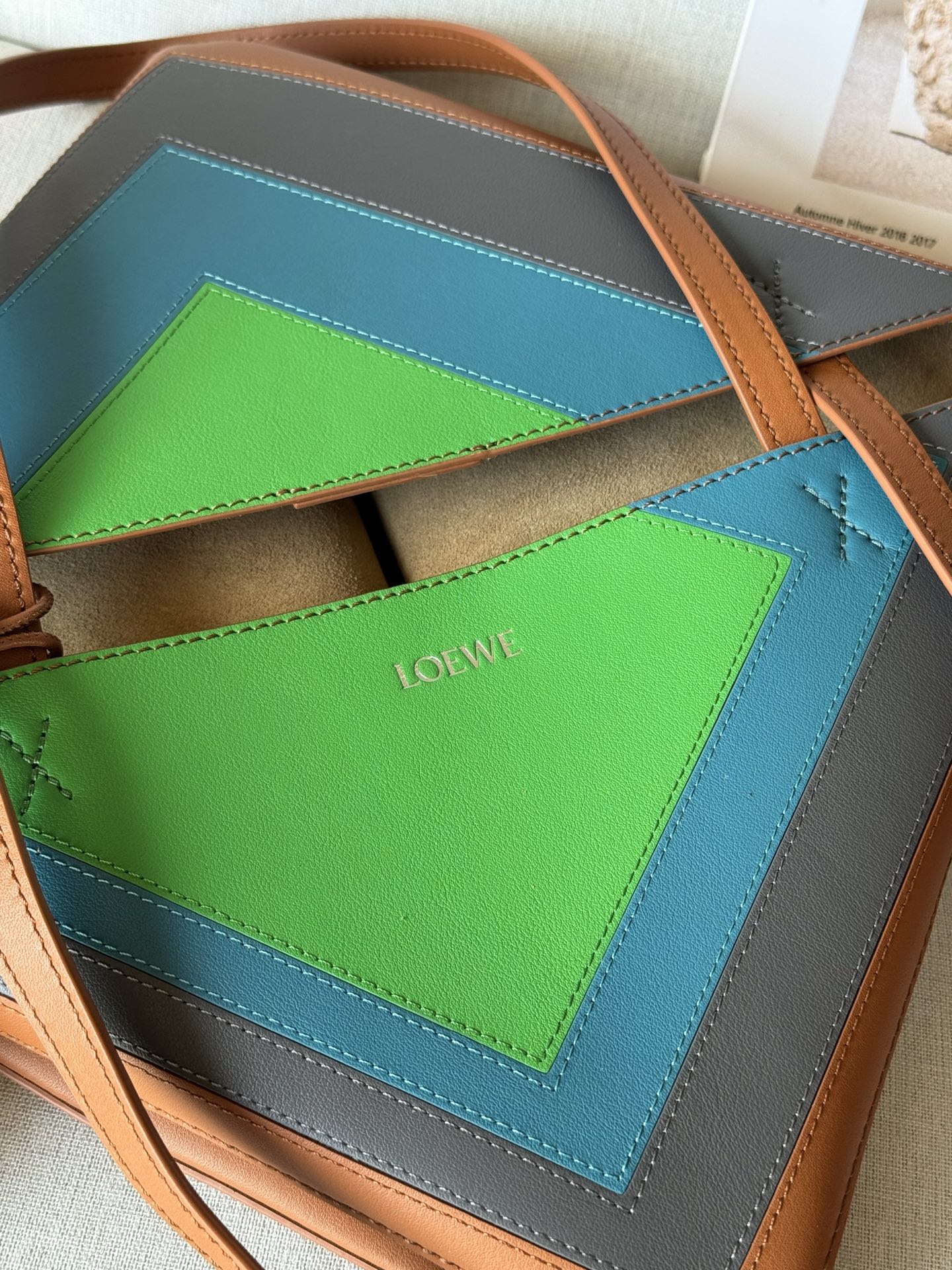 LOEWE × Josef and Anni Albers Collection Debut Puzzle Foldable Bag 0.710 In Stock Model 1762-1 Dimensions 25-31 cm