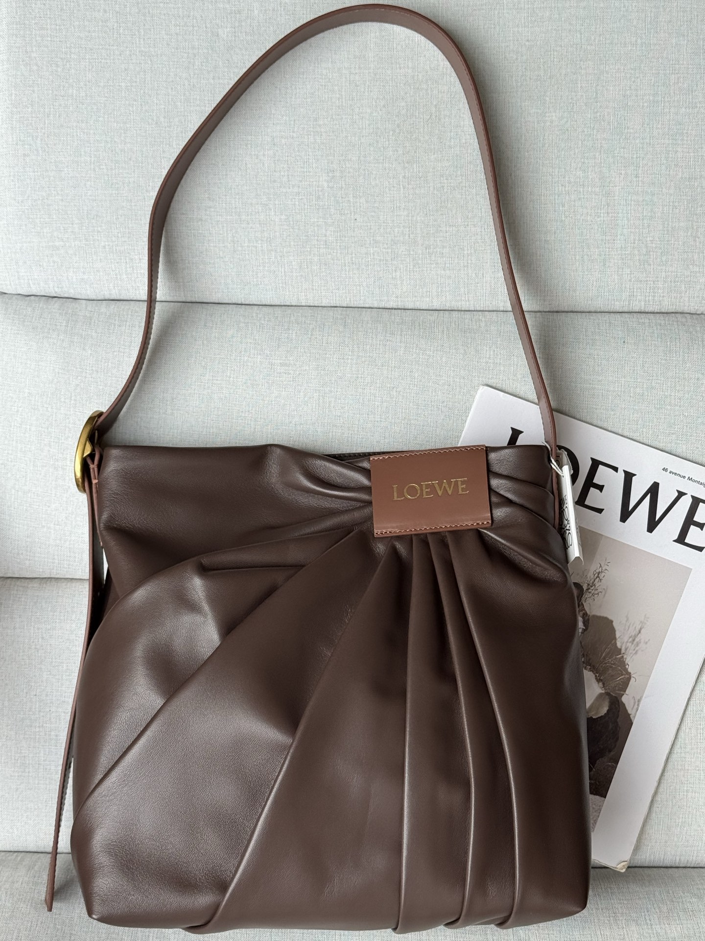 LOEWE Soft Nappa Leather Draped Handbag Model 1781 30-29-14 Height 30 cm Width 29 cm Depth 13 cm