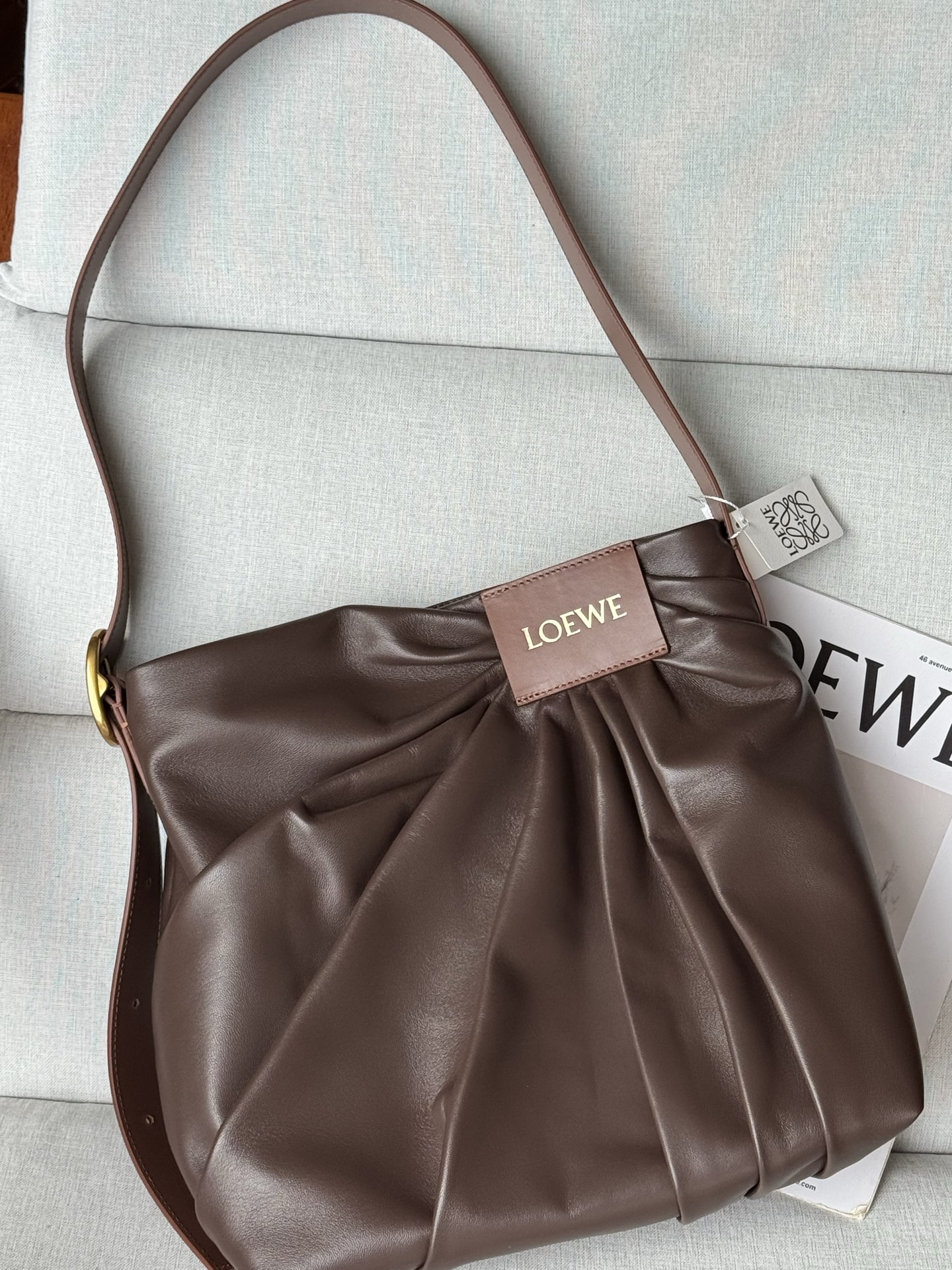 LOEWE Soft Nappa Leather Draped Handbag Model 1781 30-29-14 Height 30 cm Width 29 cm Depth 13 cm