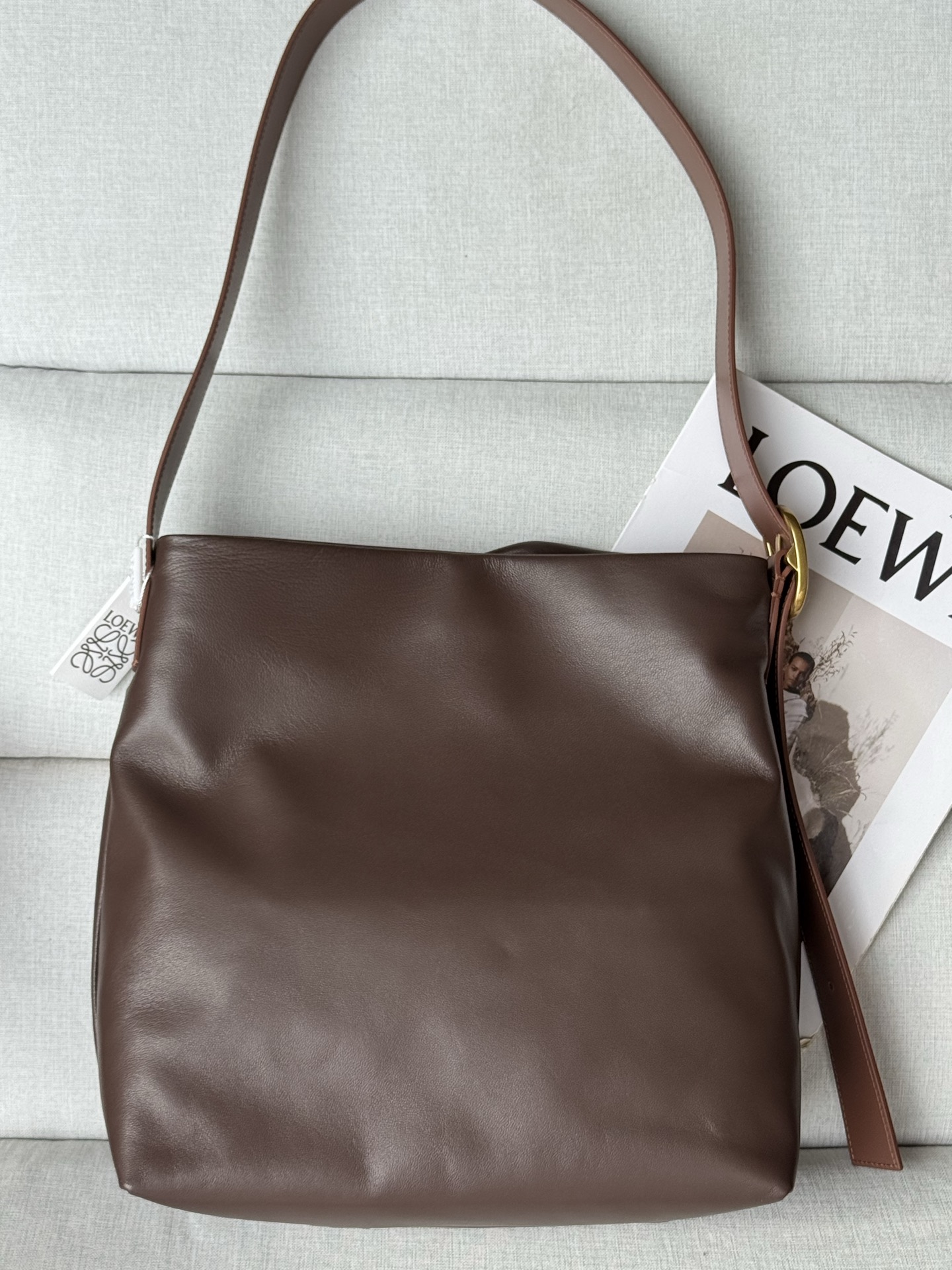 LOEWE Soft Nappa Leather Draped Handbag Model 1781 30-29-14 Height 30 cm Width 29 cm Depth 13 cm