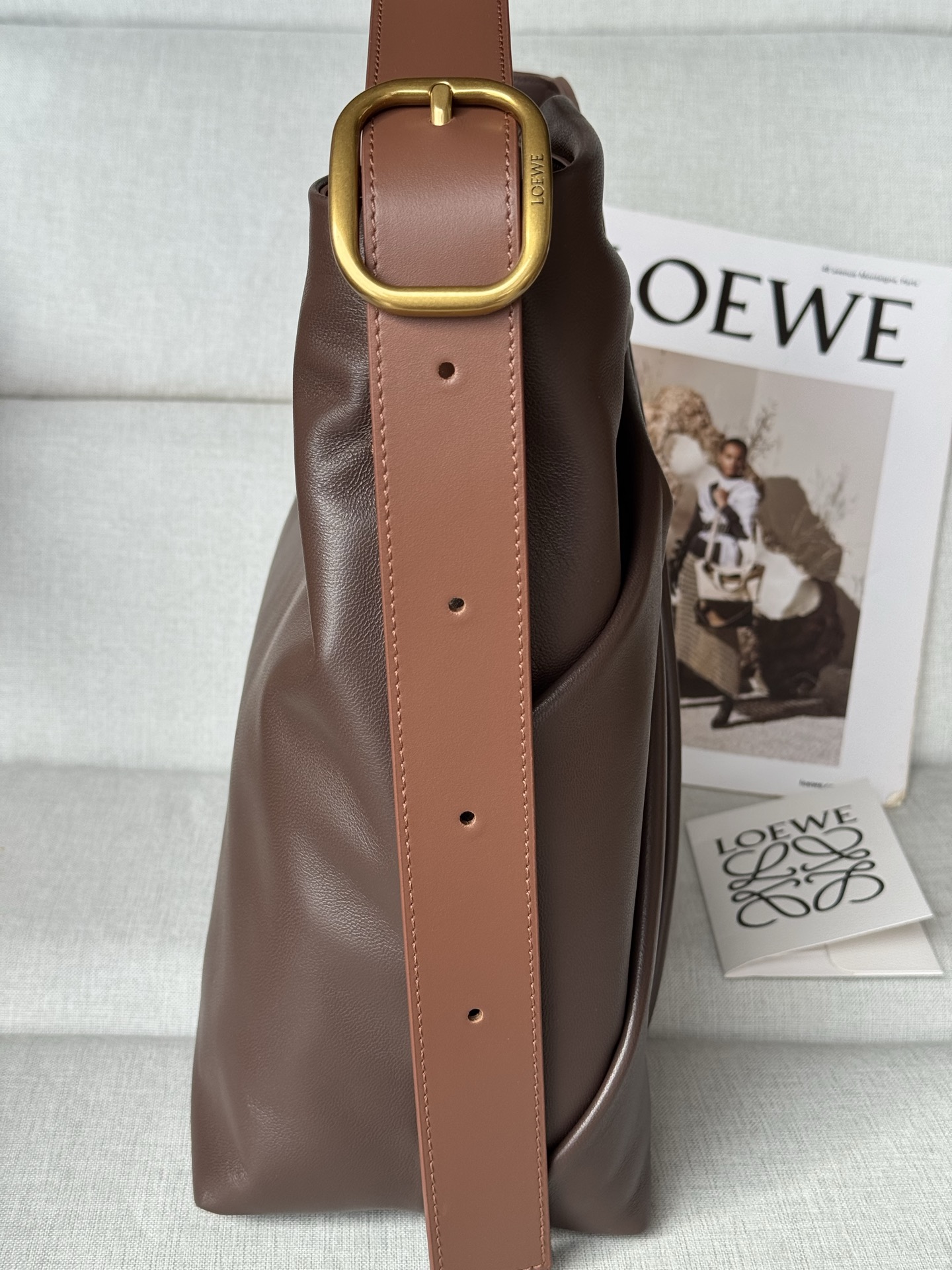 LOEWE Soft Nappa Leather Draped Handbag Model 1781 30-29-14 Height 30 cm Width 29 cm Depth 13 cm