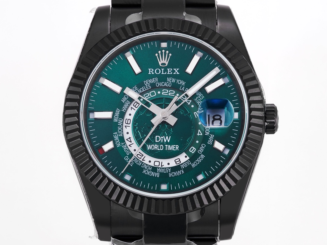 Rolex Sky-Dweller DIW Modified Version 40mm｜9.5mm Thickness Imported Automatic Mechanical Movement (with Movement Plate) Bi-directional Rotating Ring Command Fluted Bezel Sapphire Crystal (Blue Light Magnifier) Imported Stainless Steel Case Oyster Steel T