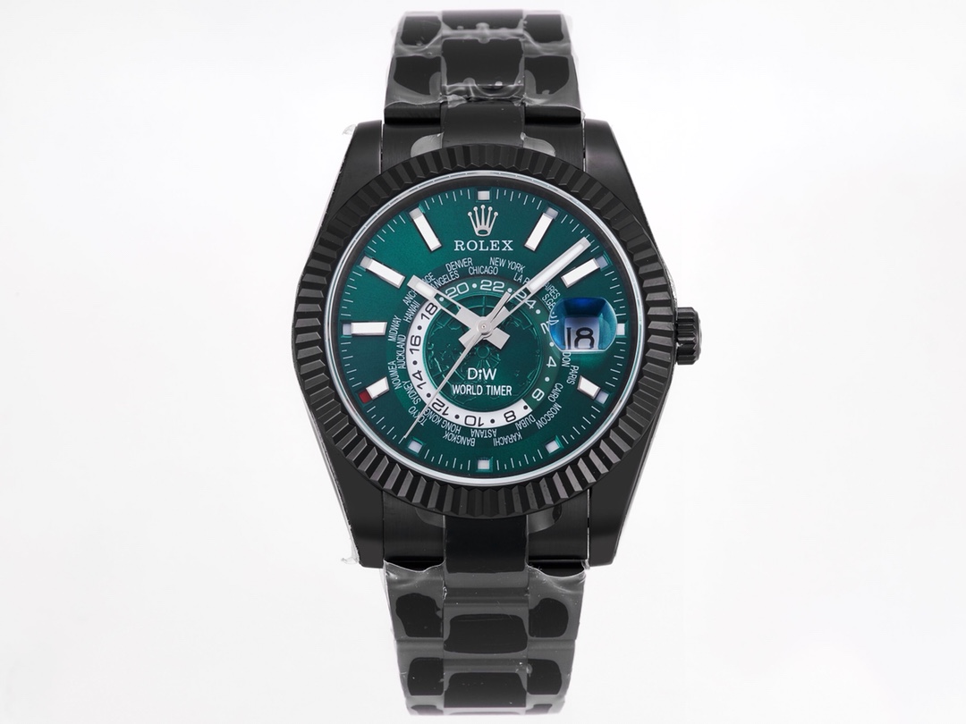 Rolex Sky-Dweller DIW Modified Version 40mm｜9.5mm Thickness Imported Automatic Mechanical Movement (with Movement Plate) Bi-directional Rotating Ring Command Fluted Bezel Sapphire Crystal (Blue Light Magnifier) Imported Stainless Steel Case Oyster Steel T