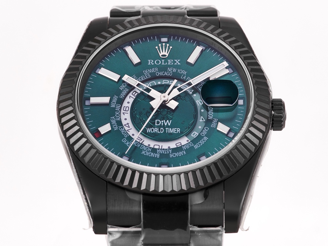 Rolex Sky-Dweller DIW Modified Version 40mm｜9.5mm Thickness Imported Automatic Mechanical Movement (with Movement Plate) Bi-directional Rotating Ring Command Fluted Bezel Sapphire Crystal (Blue Light Magnifier) Imported Stainless Steel Case Oyster Steel T
