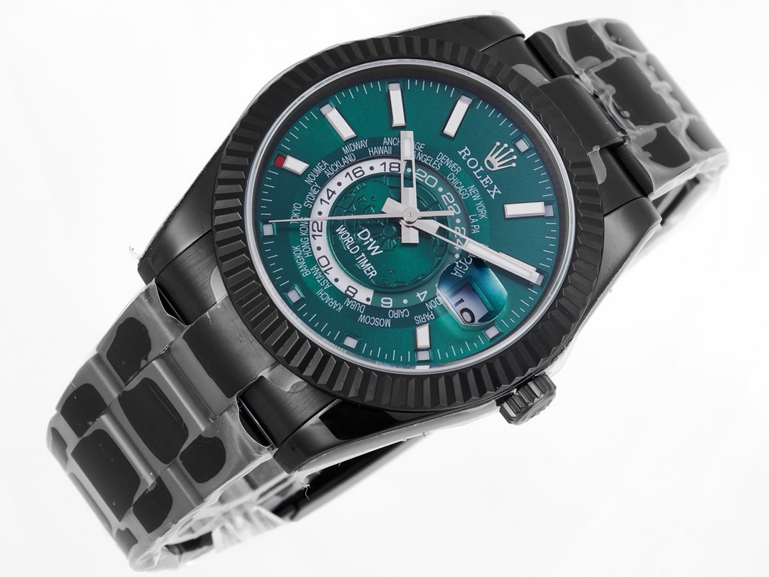 Rolex Sky-Dweller DIW Modified Version 40mm｜9.5mm Thickness Imported Automatic Mechanical Movement (with Movement Plate) Bi-directional Rotating Ring Command Fluted Bezel Sapphire Crystal (Blue Light Magnifier) Imported Stainless Steel Case Oyster Steel T