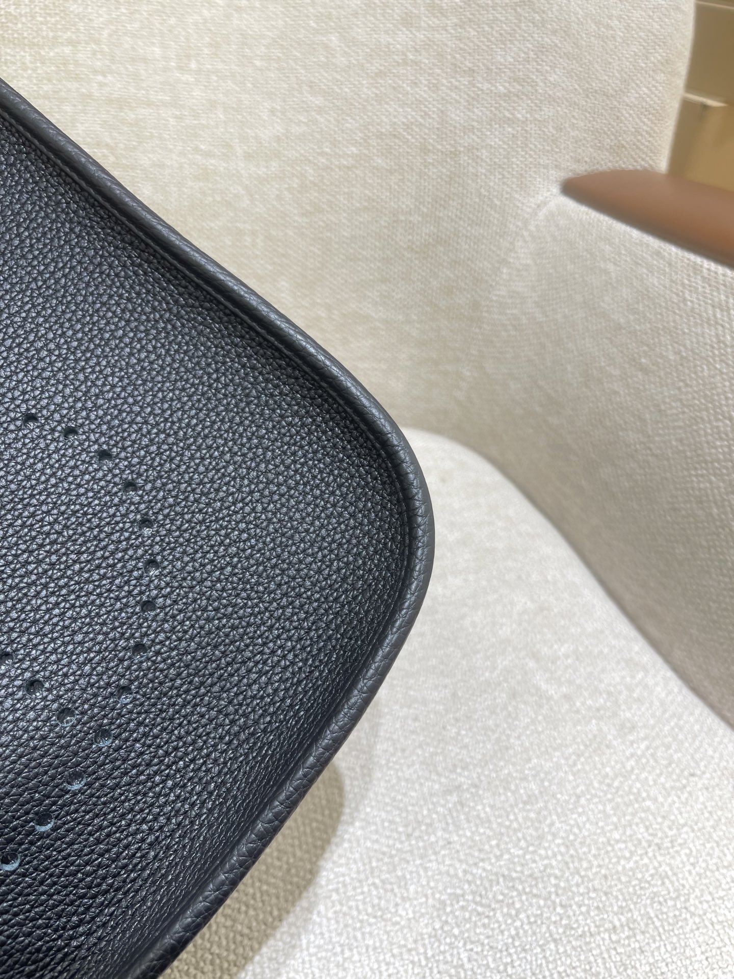 Hermès Model: Mini Evelyne Color: Black with Gold Hardware Dimensions: 29cm x 30cm x 9cm