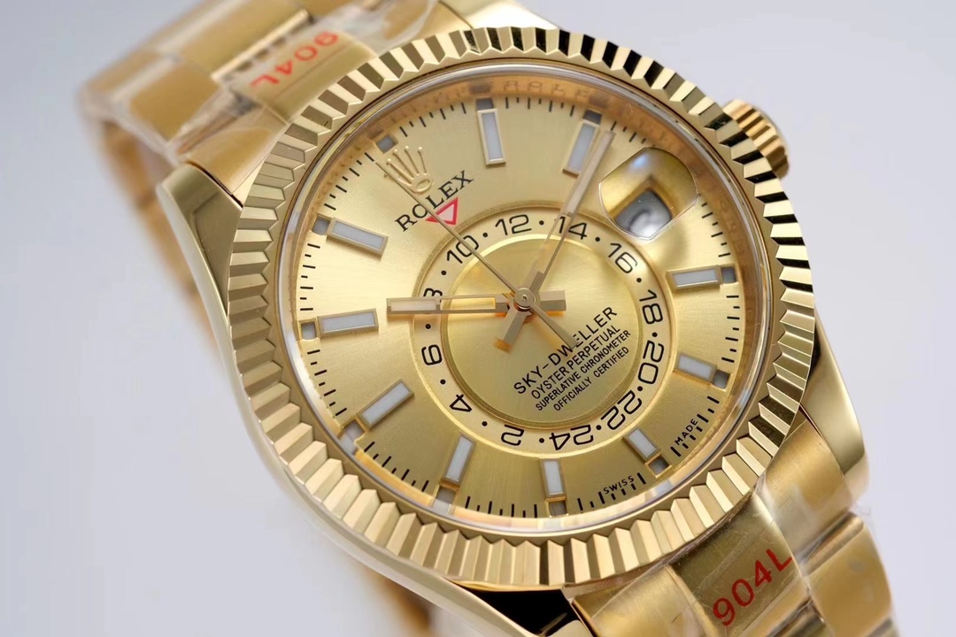 Rolex Sky-Dweller 42mm｜Caliber 9001 Automatic Mechanical Movement Ring Command Fluted Bezel Scratch-resistant Sapphire Crystal (Anti-reflective Magnified Date Window) Sunburst Dial Oyster Steel Three-piece Link Bracelet 5mm Easy-adjust Link Extension Syst