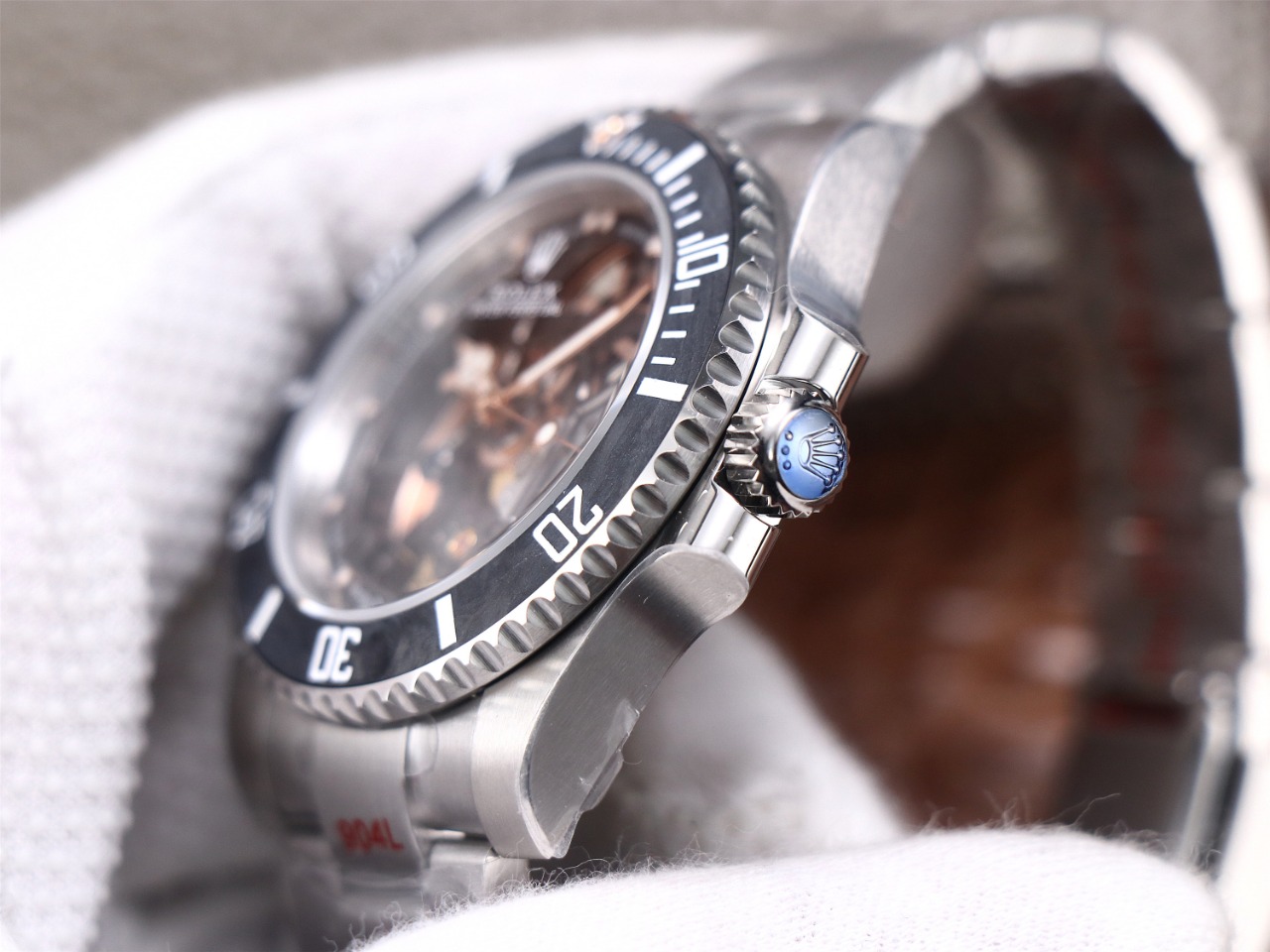 Rolex Submariner Full Skeleton Modified Version 40mm｜Caliber 3130 Skeleton Movement 12.5mm Thickness Coated Carbon Fiber Bezel 904L Steel Material Sapphire Crystal Swiss Ice-Blue Luminous Carbon Fiber Texture Sapphire Luminous Insert