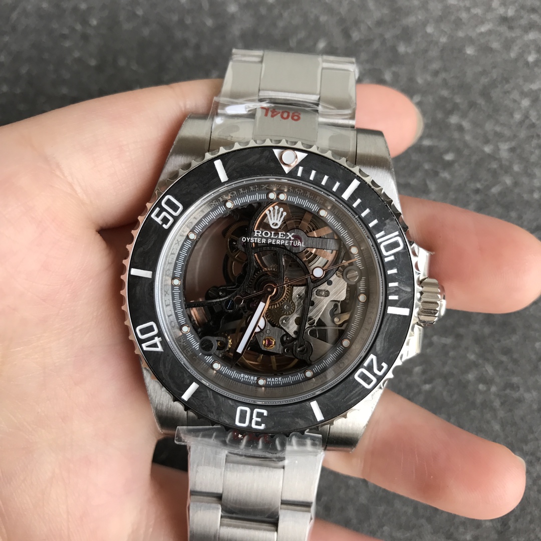 Rolex Submariner Full Skeleton Model｜Carbon Fiber Bezel Caliber 3130 Heavy-duty Rotor Visible Movement Operation Rare Model