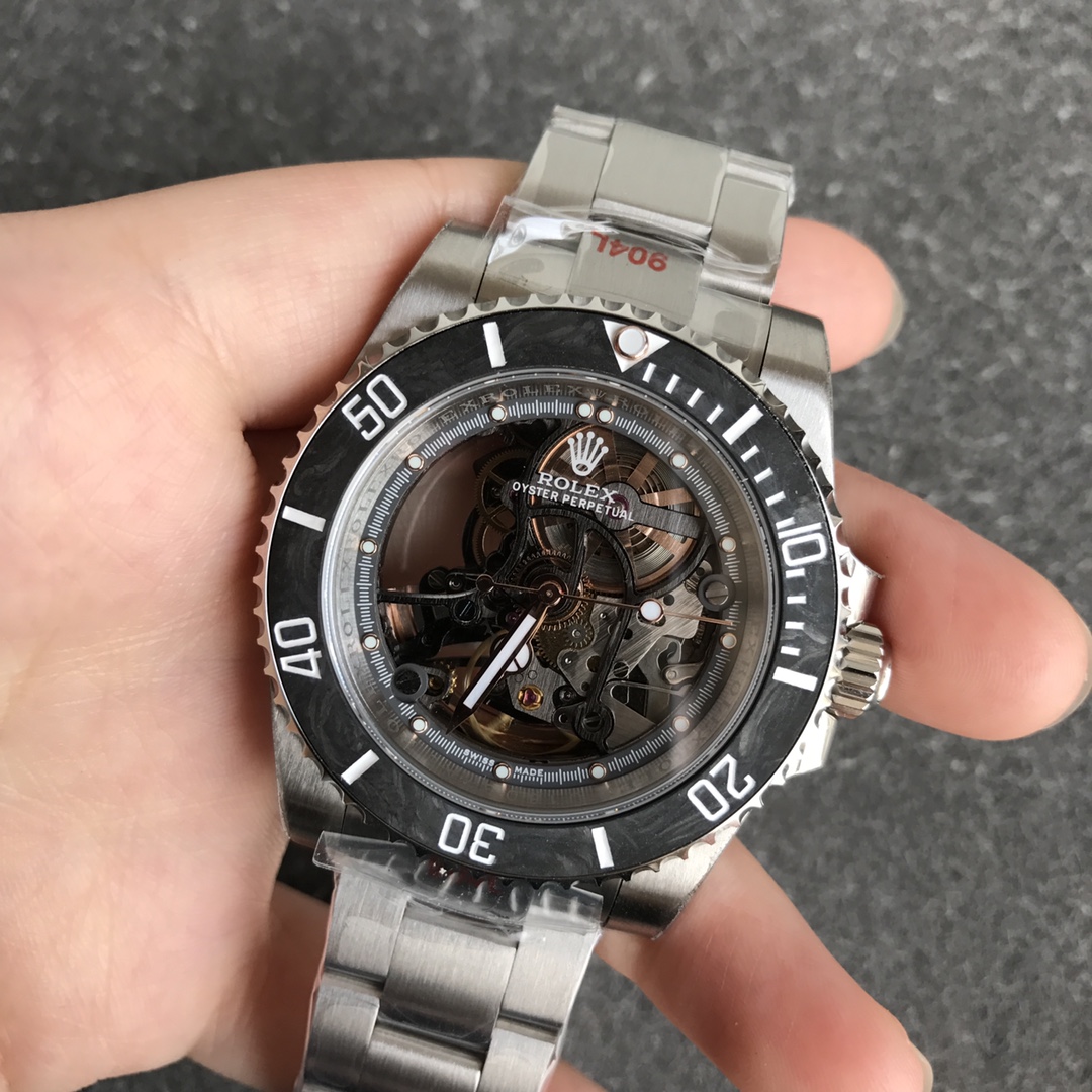 Rolex Submariner Full Skeleton Model｜Carbon Fiber Bezel Caliber 3130 Heavy-duty Rotor Visible Movement Operation Rare Model