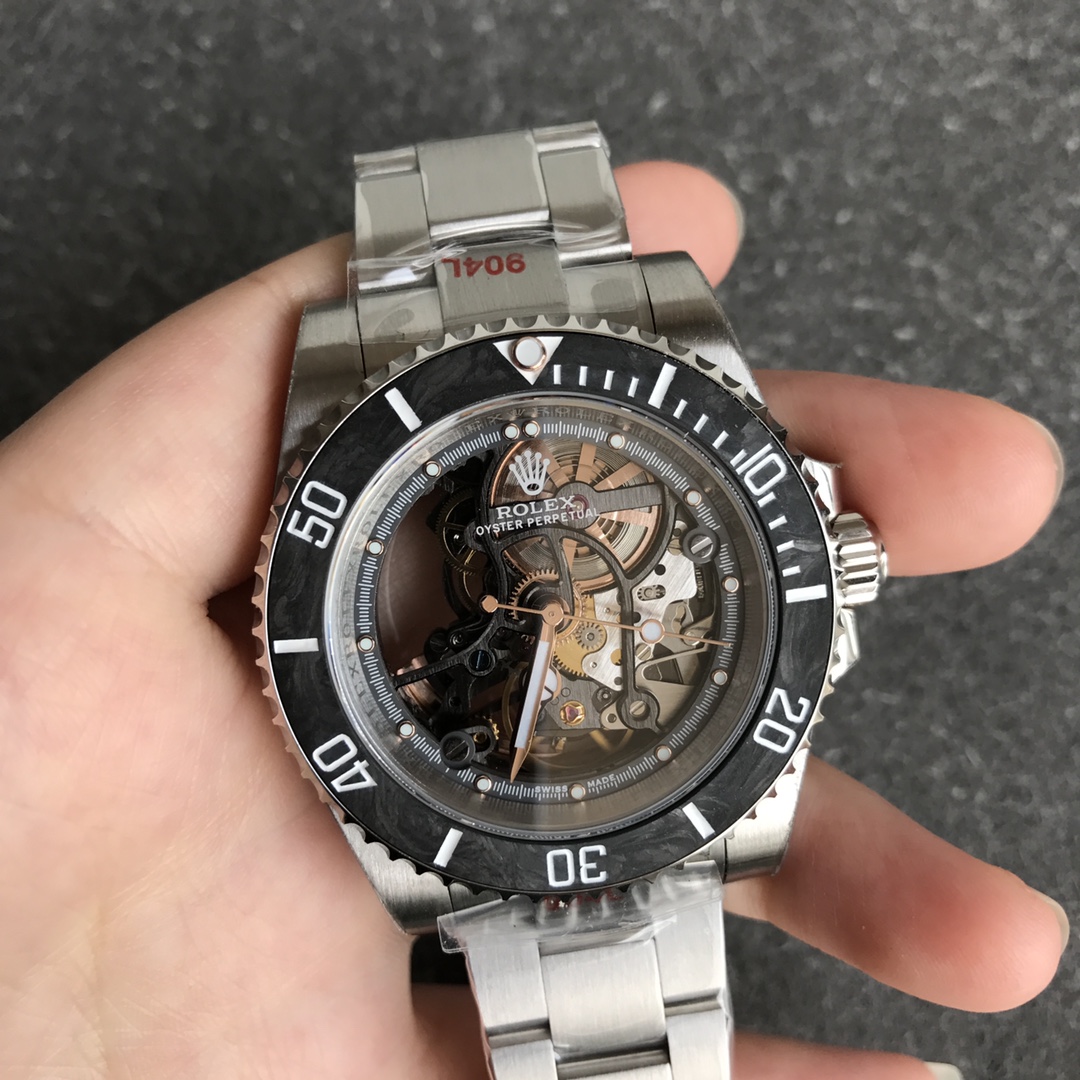 Rolex Submariner Full Skeleton Model｜Carbon Fiber Bezel Caliber 3130 Heavy-duty Rotor Visible Movement Operation Rare Model