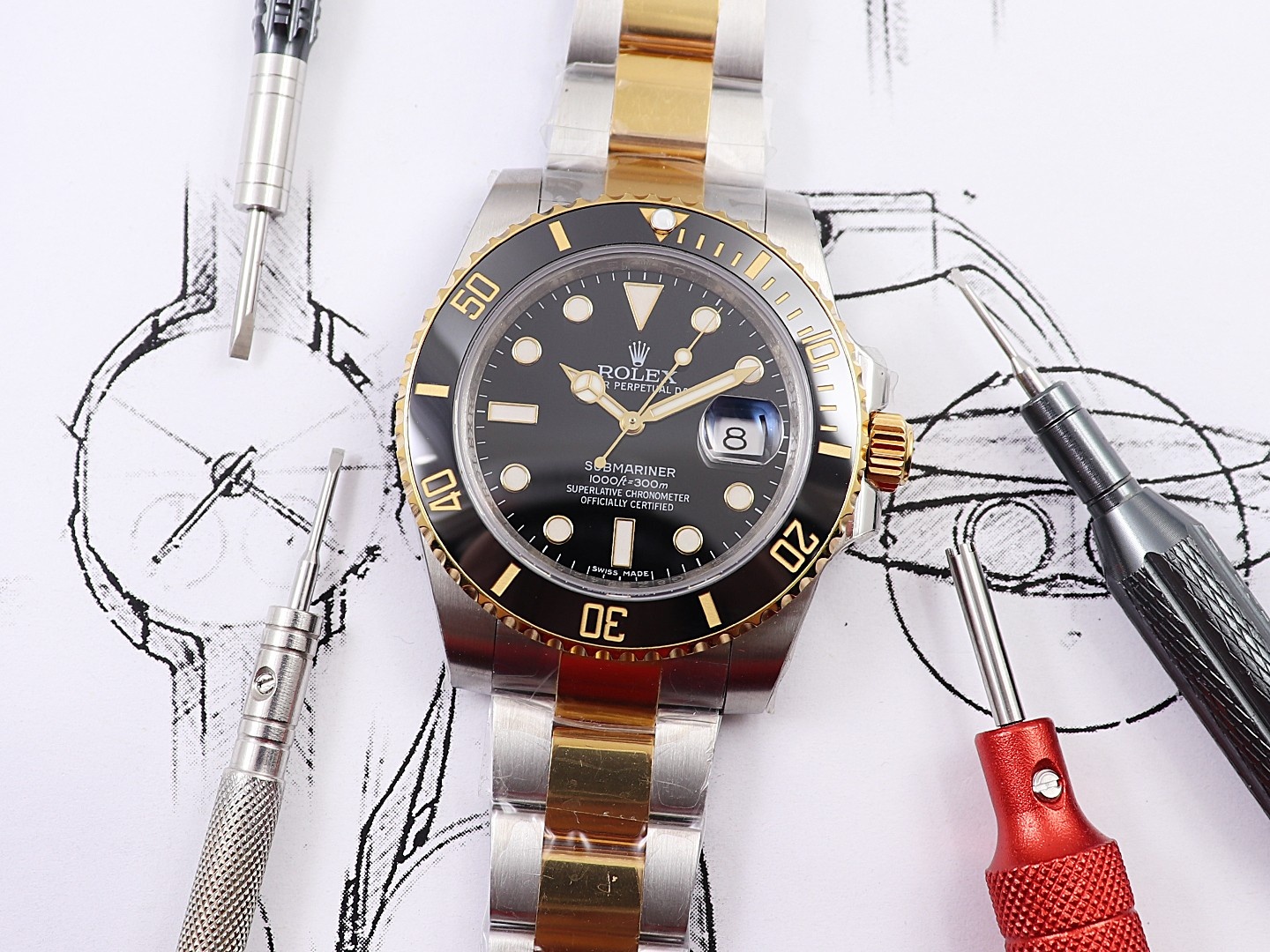 Rolex Submariner Two-tone Model 36mm｜18K Gold Cladding Craft Metal Base In-stock Photos Version