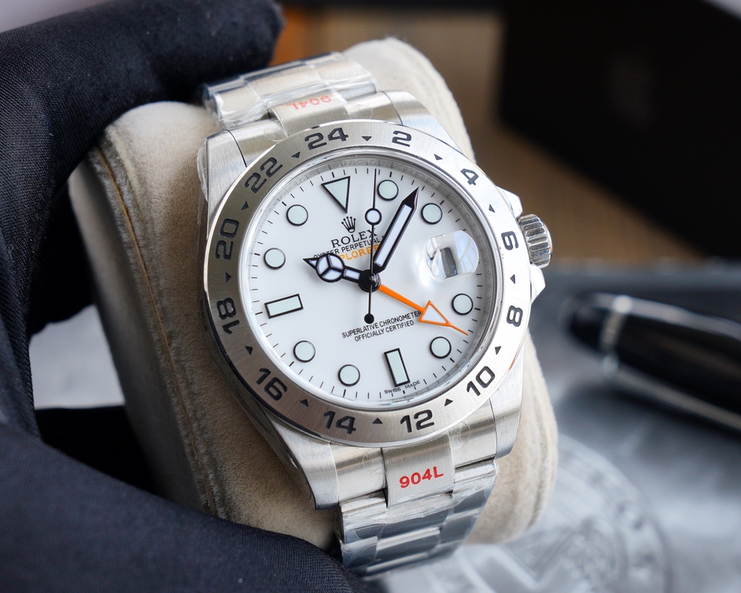 Rolex Explorer II 42mm V7 Upgrade Version｜Caliber 2836 Orange GMT Hand Dual Time Zone Display Finely Polished Case & Bracelet Safety Clasp Black & White Dial Ice-Blue Luminous