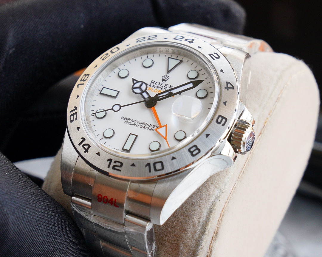 Rolex Explorer II 42mm V7 Upgrade Version｜Caliber 2836 Orange GMT Hand Dual Time Zone Display Finely Polished Case & Bracelet Safety Clasp Black & White Dial Ice-Blue Luminous