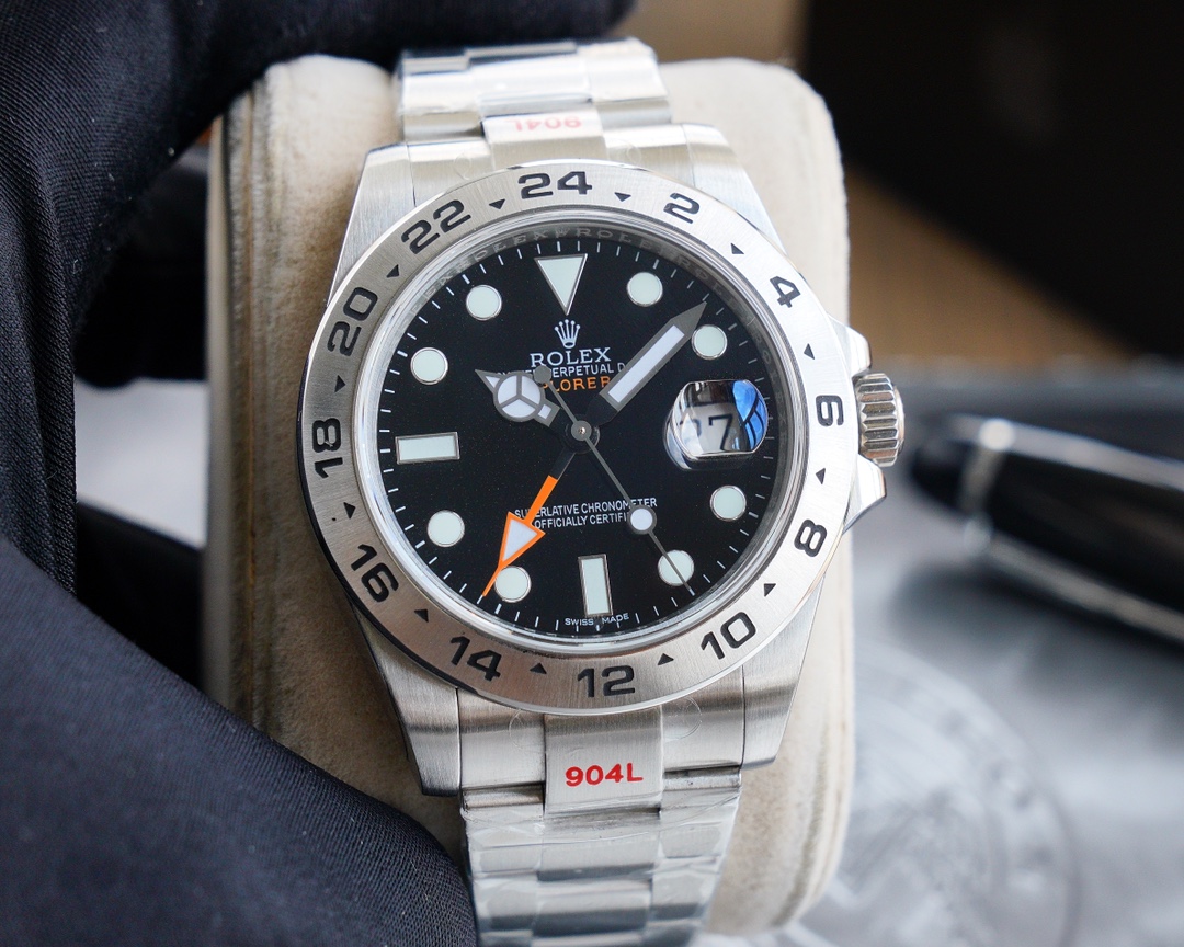 Rolex Explorer II 42mm V7 Upgrade Version｜Caliber 2836 Orange GMT Hand Dual Time Zone Display Finely Polished Case & Bracelet Safety Clasp Black & White Dial Ice-Blue Luminous