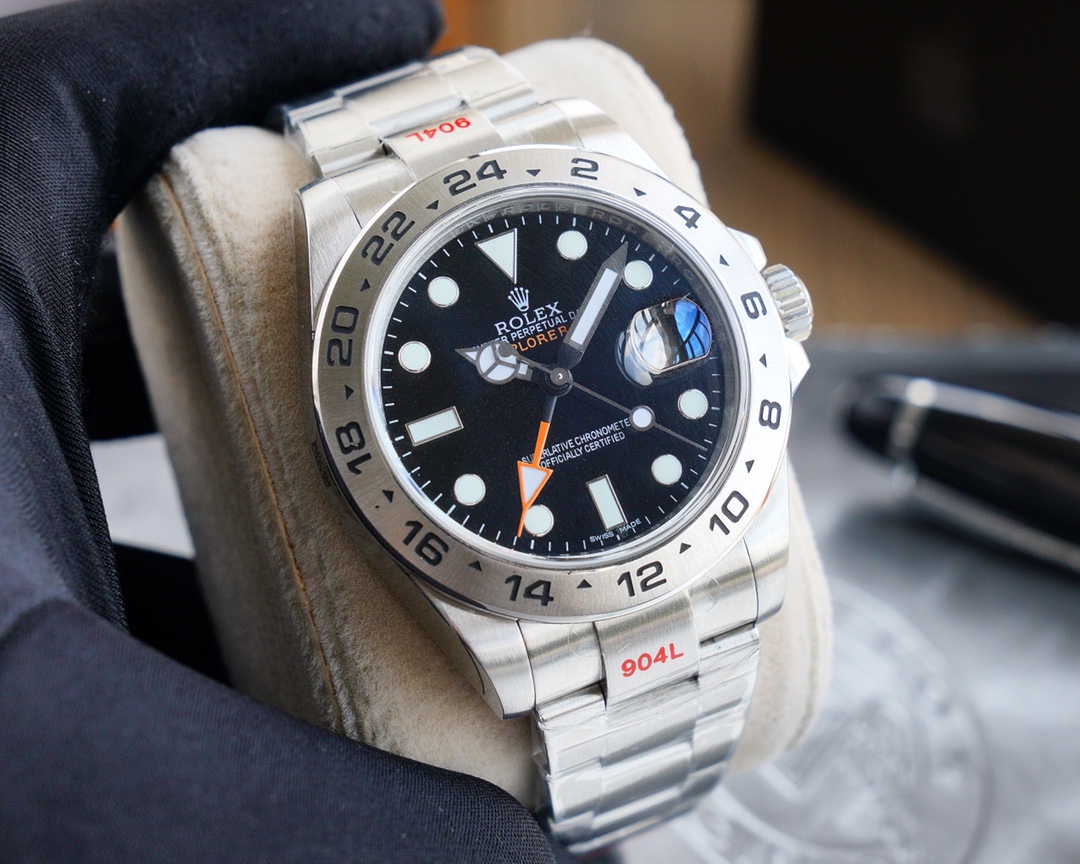 Rolex Explorer II 42mm V7 Upgrade Version｜Caliber 2836 Orange GMT Hand Dual Time Zone Display Finely Polished Case & Bracelet Safety Clasp Black & White Dial Ice-Blue Luminous