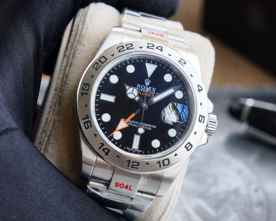 Rolex Explorer II 42mm V7 Upgrade Version｜Caliber 2836 Orange GMT Hand Dual Time Zone Display Finely Polished Case & Bracelet Safety Clasp Black & White Dial Ice-Blue Luminous