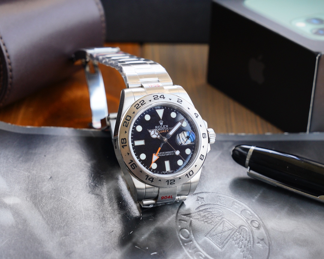 Rolex Explorer II 42mm V7 Upgrade Version｜Caliber 2836 Orange GMT Hand Dual Time Zone Display Finely Polished Case & Bracelet Safety Clasp Black & White Dial Ice-Blue Luminous