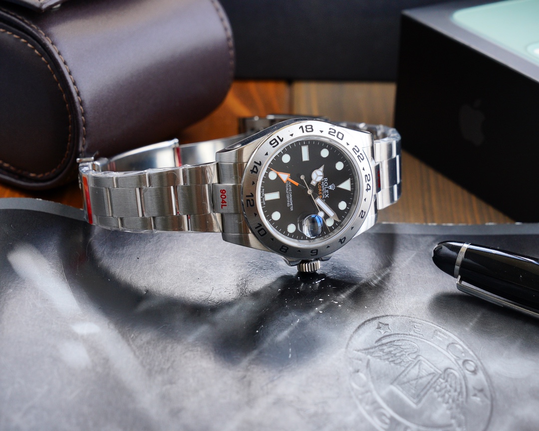 Rolex Explorer II 42mm V7 Upgrade Version｜Caliber 2836 Orange GMT Hand Dual Time Zone Display Finely Polished Case & Bracelet Safety Clasp Black & White Dial Ice-Blue Luminous