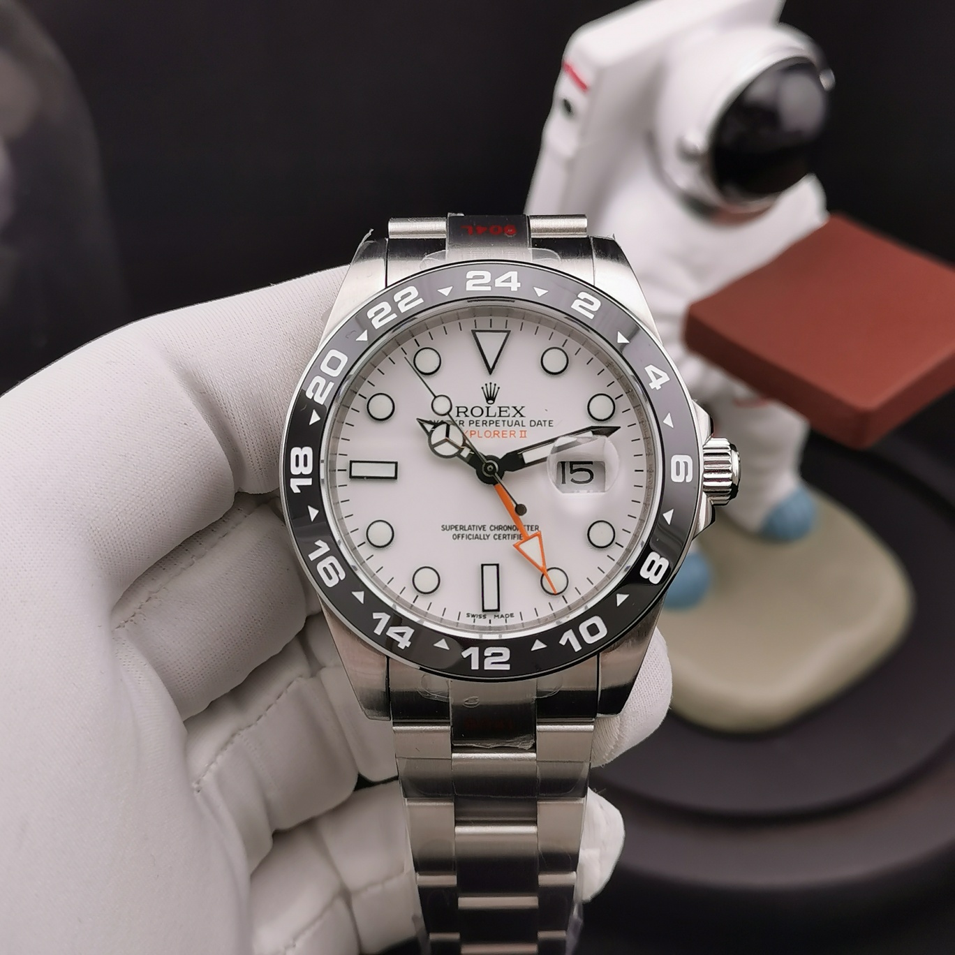 Rolex Explorer II 42mm 216570-77210｜INS European & American Modified Version Caliber 2836 904L Stainless Steel Case Sapphire Crystal Ceramic Bezel Dual Time Zone GMT Hand Blue Luminous Markers Steel Bracelet Folding Safety Clasp 12mm Thickness