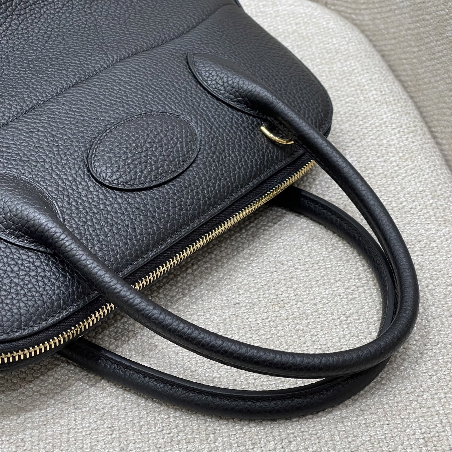 Hermès Model: Bolide 31 Color: Black with gold hardware Dimensions: 31x25x12 cm