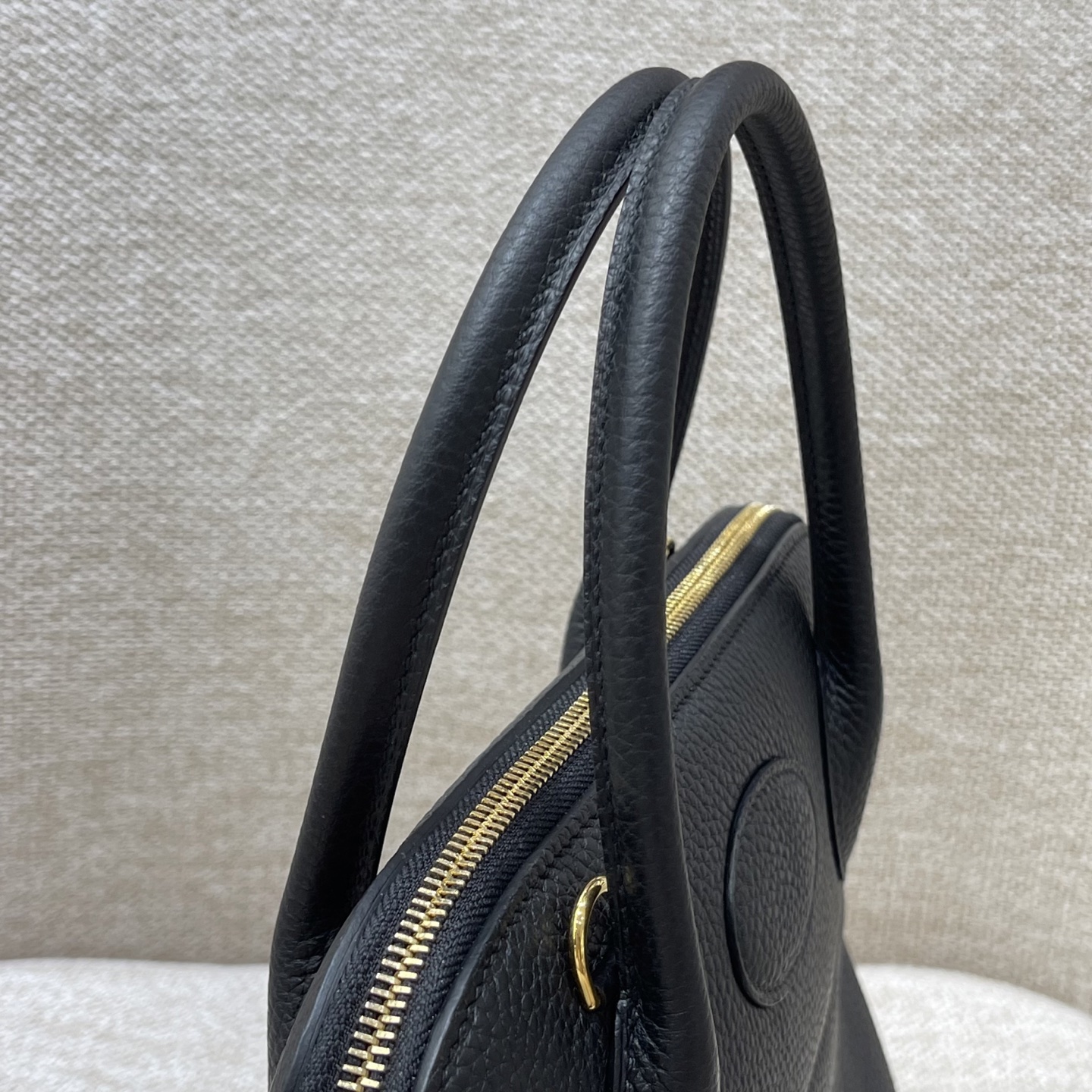 Hermès Model: Bolide 31 Color: Black with gold hardware Dimensions: 31x25x12 cm