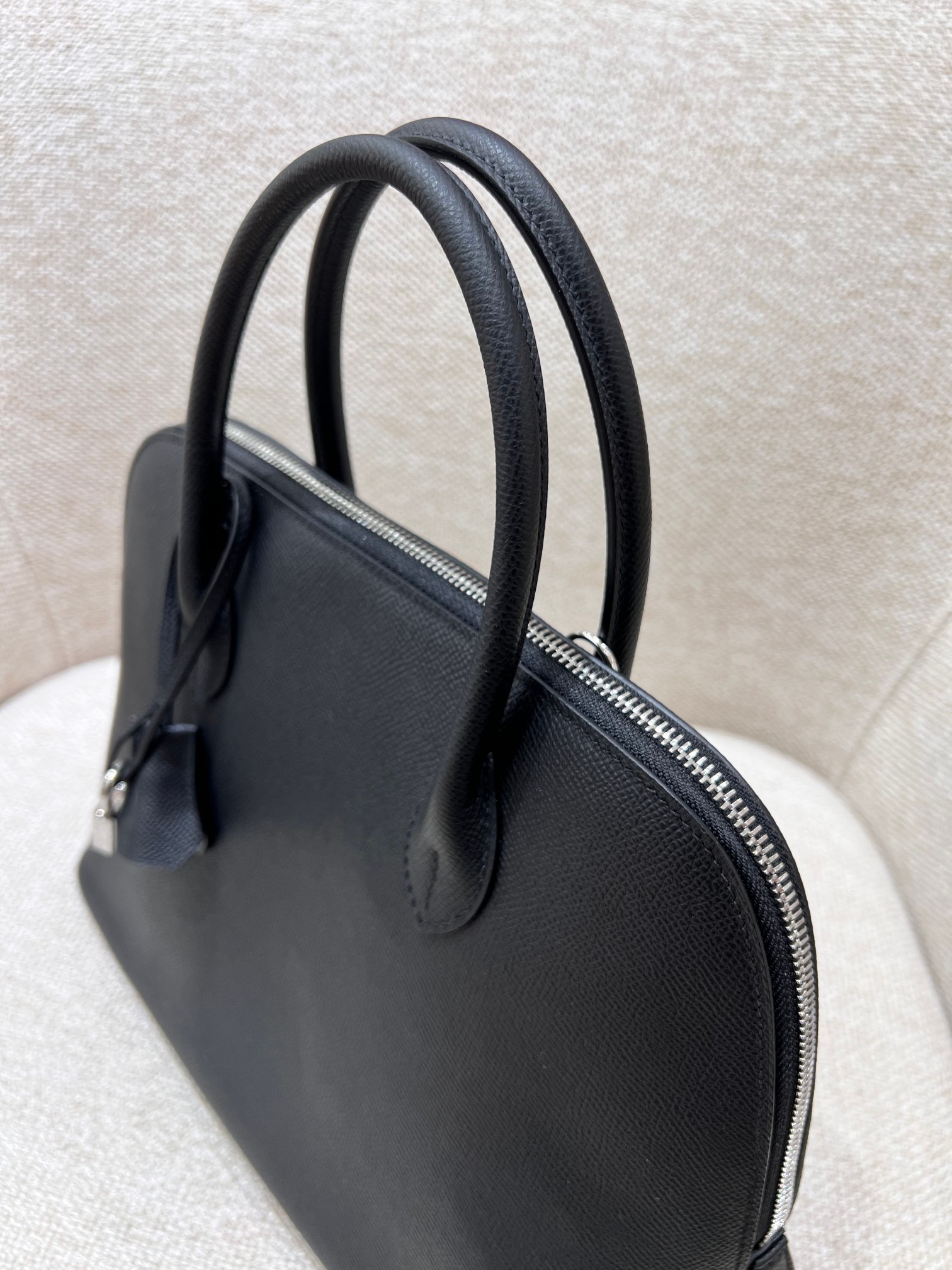 Hermès Model: Bolide 30 Color: Black with silver hardware Dimensions: 27x20x11cm