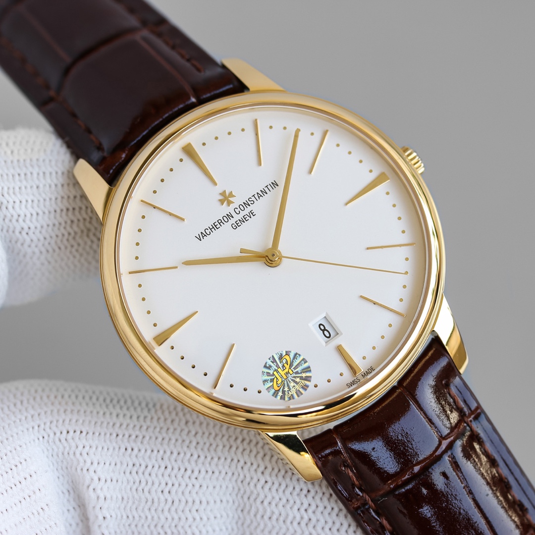 Vacheron Constantin Traditionnelle Collection 81530 40mm×9mm｜18K Gold Plated Rotor Double-sided Sapphire Crystal (Anti-reflective Coating) Double-layer Italian Calfskin Strap Maltese Cross Buckle