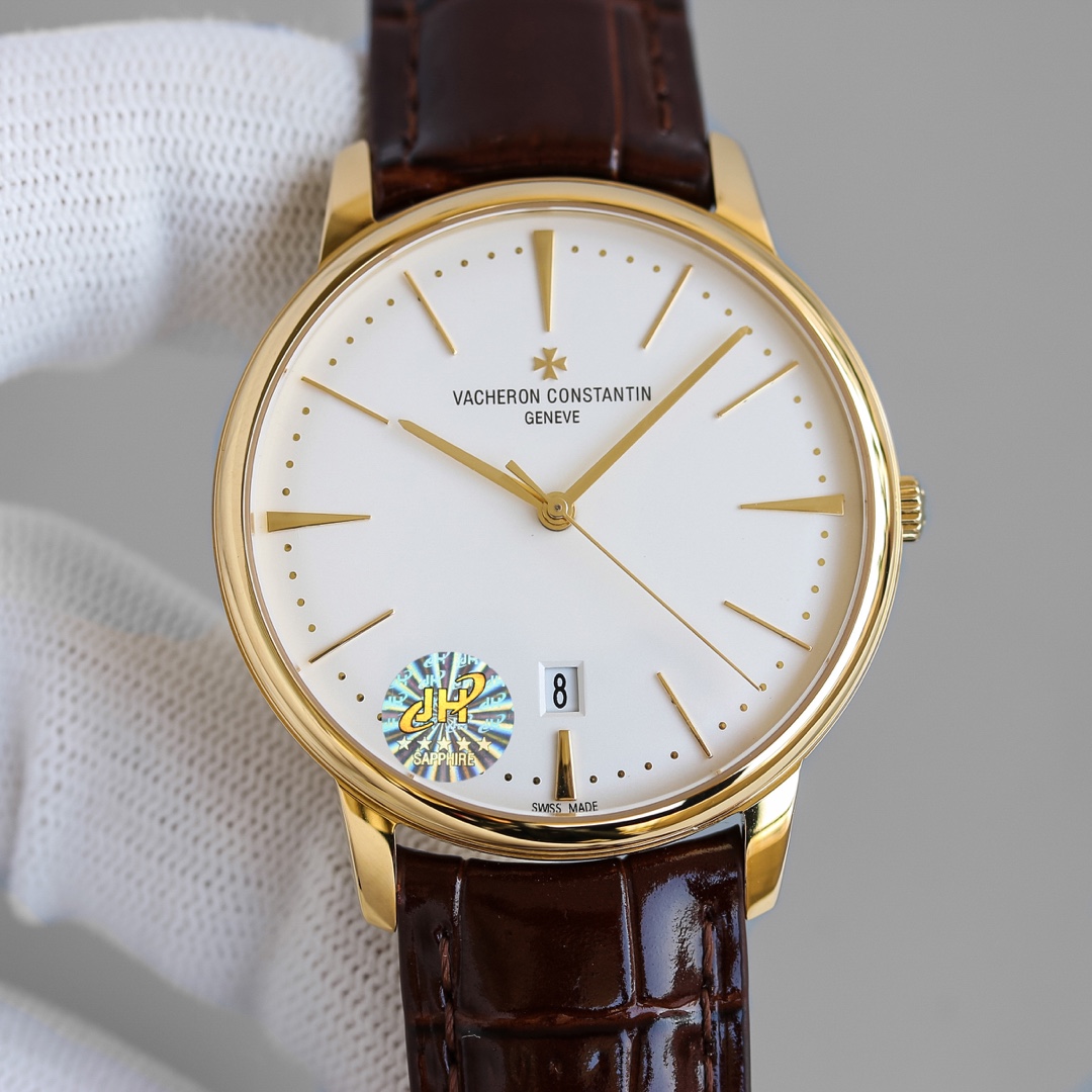 Vacheron Constantin Traditionnelle Collection 81530 40mm×9mm｜18K Gold Plated Rotor Double-sided Sapphire Crystal (Anti-reflective Coating) Double-layer Italian Calfskin Strap Maltese Cross Buckle