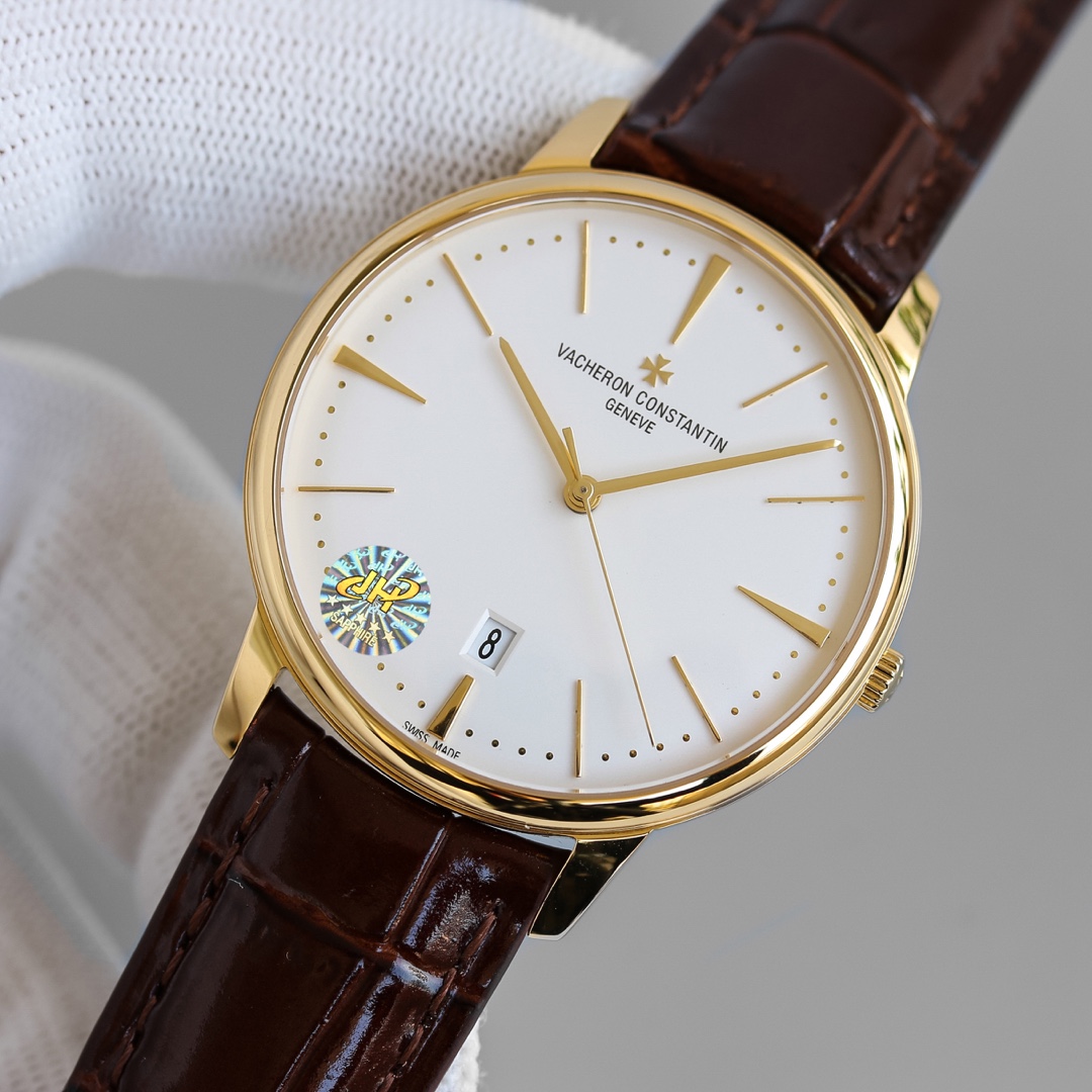 Vacheron Constantin Traditionnelle Collection 81530 40mm×9mm｜18K Gold Plated Rotor Double-sided Sapphire Crystal (Anti-reflective Coating) Double-layer Italian Calfskin Strap Maltese Cross Buckle