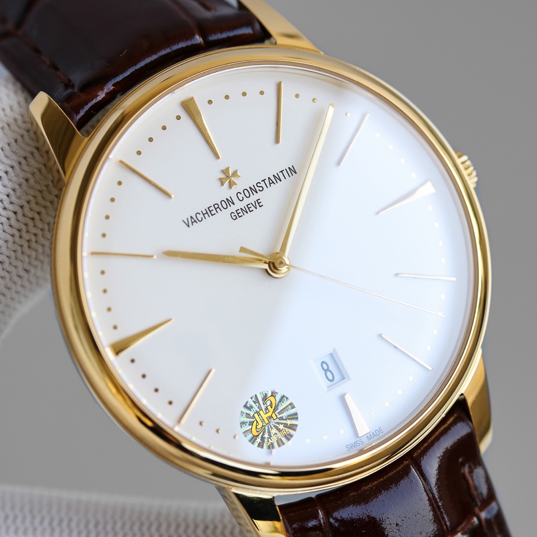 Vacheron Constantin Traditionnelle Collection 81530 40mm×9mm｜18K Gold Plated Rotor Double-sided Sapphire Crystal (Anti-reflective Coating) Double-layer Italian Calfskin Strap Maltese Cross Buckle