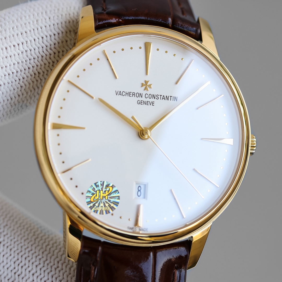 Vacheron Constantin Traditionnelle Collection 81530 40mm×9mm｜18K Gold Plated Rotor Double-sided Sapphire Crystal (Anti-reflective Coating) Double-layer Italian Calfskin Strap Maltese Cross Buckle