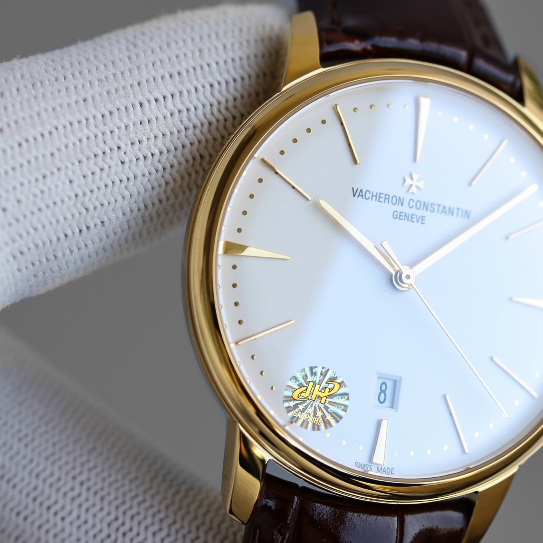 Vacheron Constantin Traditionnelle Collection 81530 40mm×9mm｜18K Gold Plated Rotor Double-sided Sapphire Crystal (Anti-reflective Coating) Double-layer Italian Calfskin Strap Maltese Cross Buckle