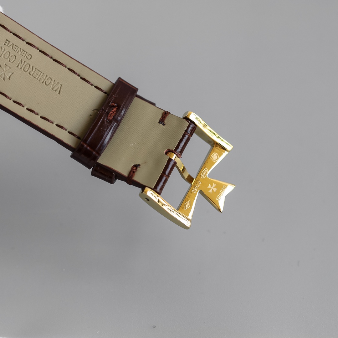 Vacheron Constantin Traditionnelle Collection 81530 40mm×9mm｜18K Gold Plated Rotor Double-sided Sapphire Crystal (Anti-reflective Coating) Double-layer Italian Calfskin Strap Maltese Cross Buckle