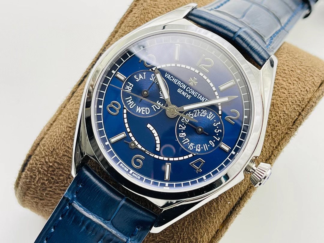 Vacheron Constantin FIFTYSIX Collection｜TW Factory V2 Upgrade Version Two-tone Dial CNC Machined Integrated Markers Super Luminous Customized Mechanical Movement Embedded Italian Cowhide Strap Folding Buckle