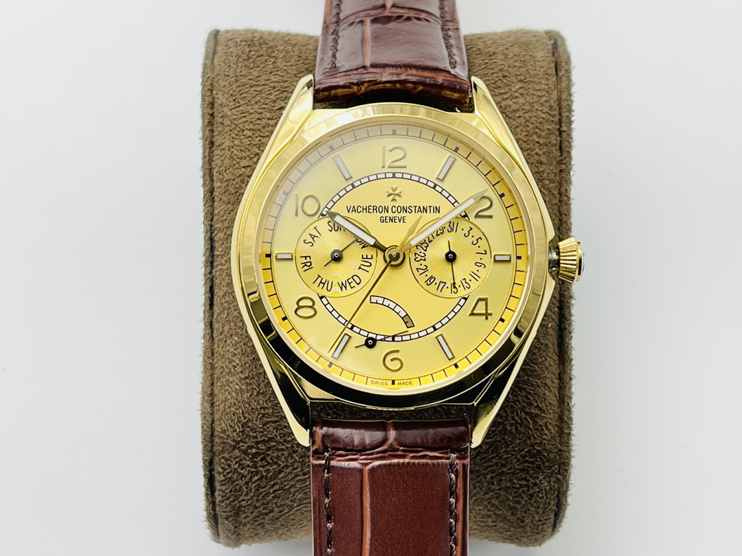 Vacheron Constantin FIFTYSIX Collection｜TW Factory V2 Upgrade Version Two-tone Dial CNC Machined Integrated Markers Super Luminous Customized Mechanical Movement Embedded Italian Cowhide Strap Folding Buckle