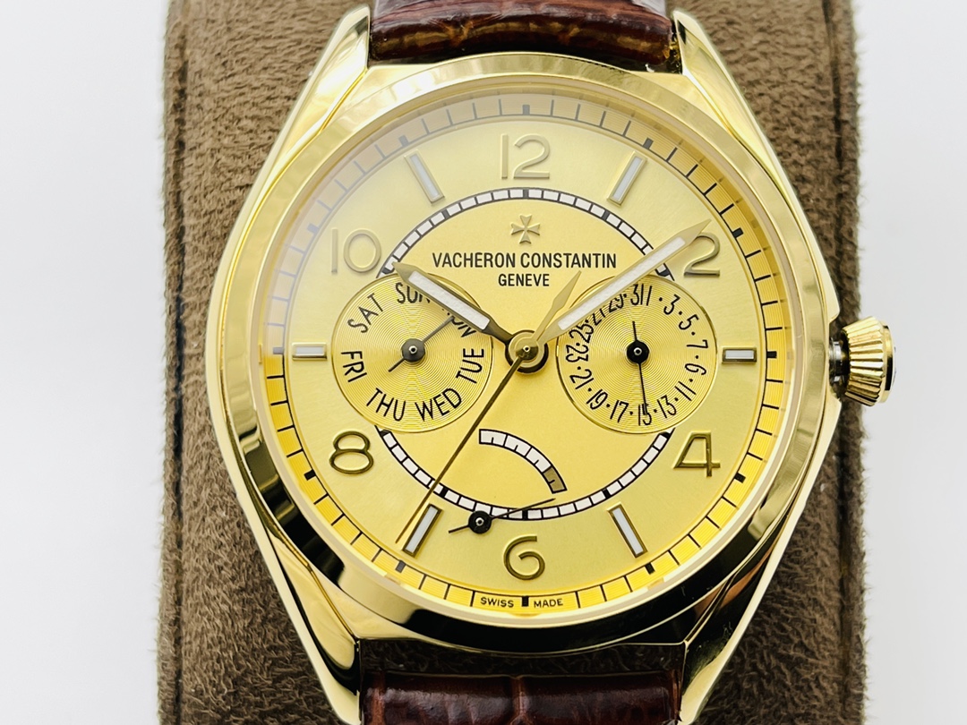 Vacheron Constantin FIFTYSIX Collection｜TW Factory V2 Upgrade Version Two-tone Dial CNC Machined Integrated Markers Super Luminous Customized Mechanical Movement Embedded Italian Cowhide Strap Folding Buckle