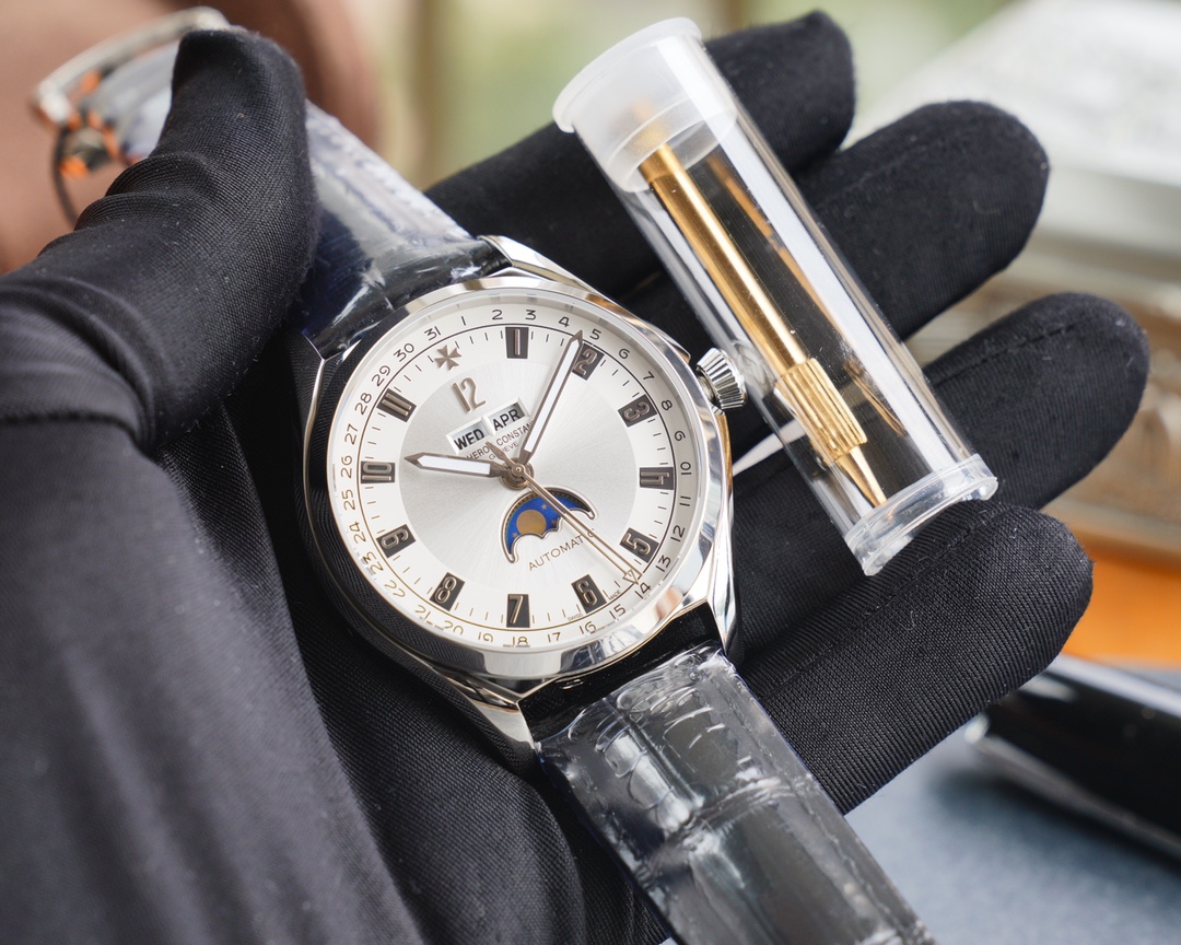 Vacheron Constantin FIFTYSIX Collection Moon Phase Watch 40mm×12.6mm｜Upgrade Version 316L Stainless Steel Case Caliber 2460QCL/1 Full Calendar Display (Day/Month/Date) Moon Phase Function at 6 O'clock Quick-release Italian Cowhide Strap