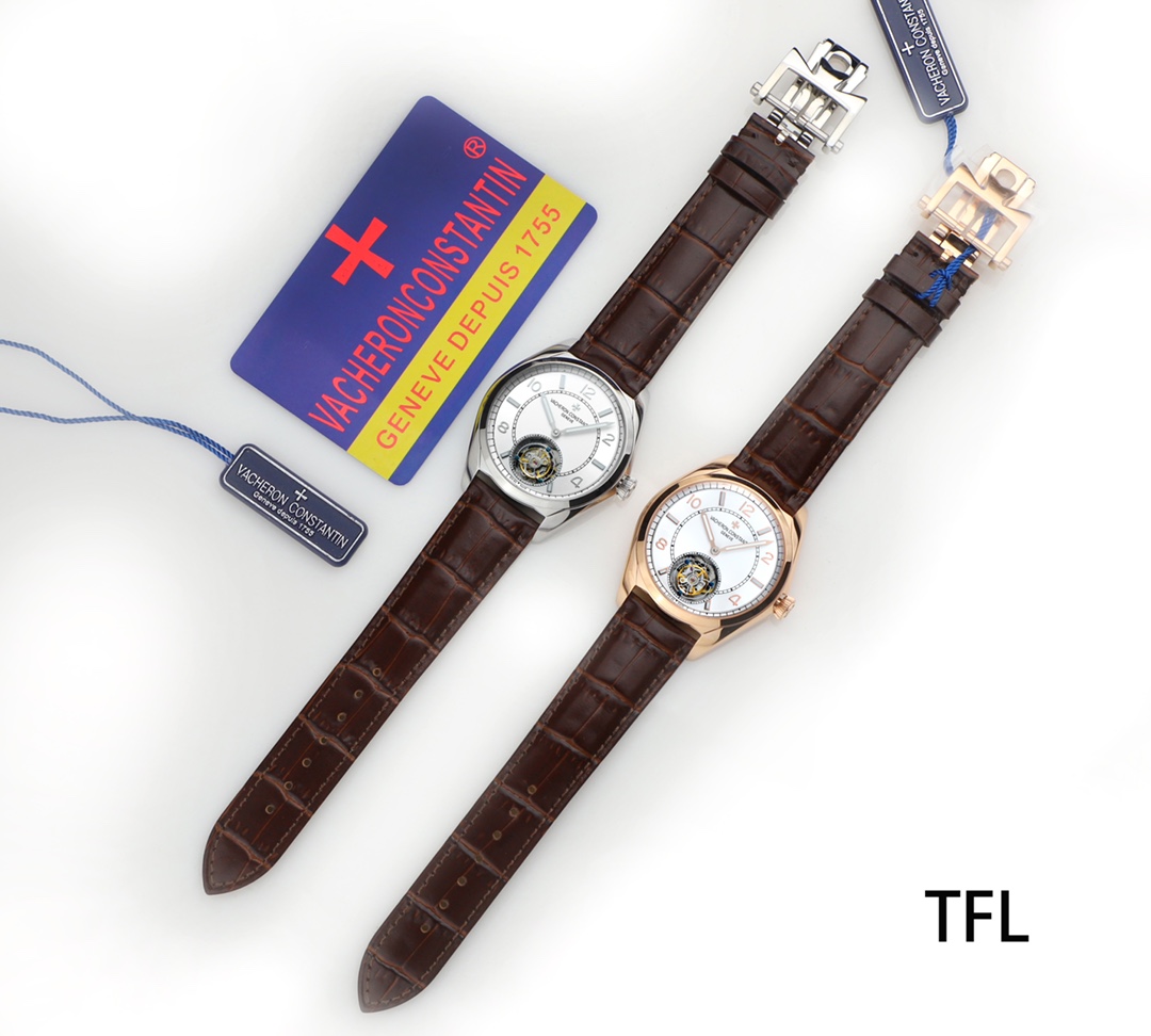 Vacheron Constantin FIFTYSIX Collection｜TFL Production Automatic Tourbillon Semi-barrel Shaped Case Three-dimensional Dial Markers Three-dimensional Brand Logo Precision Polishing Craft Automatic Mechanical Movement