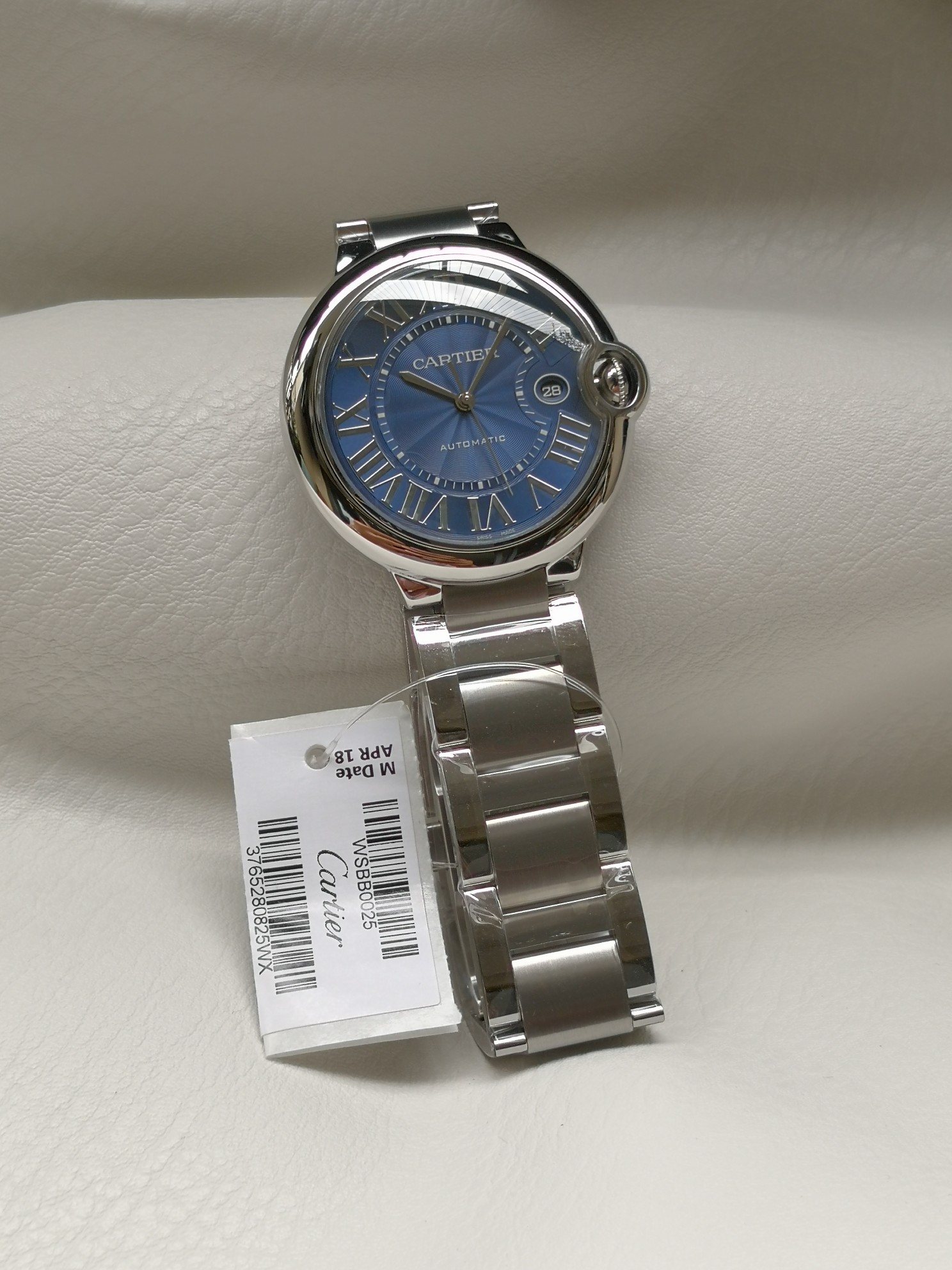 Cartier Ballon Bleu WSBB0025 42.1mm Stainless Steel Automatic Watch with Blue Guilloché Dial