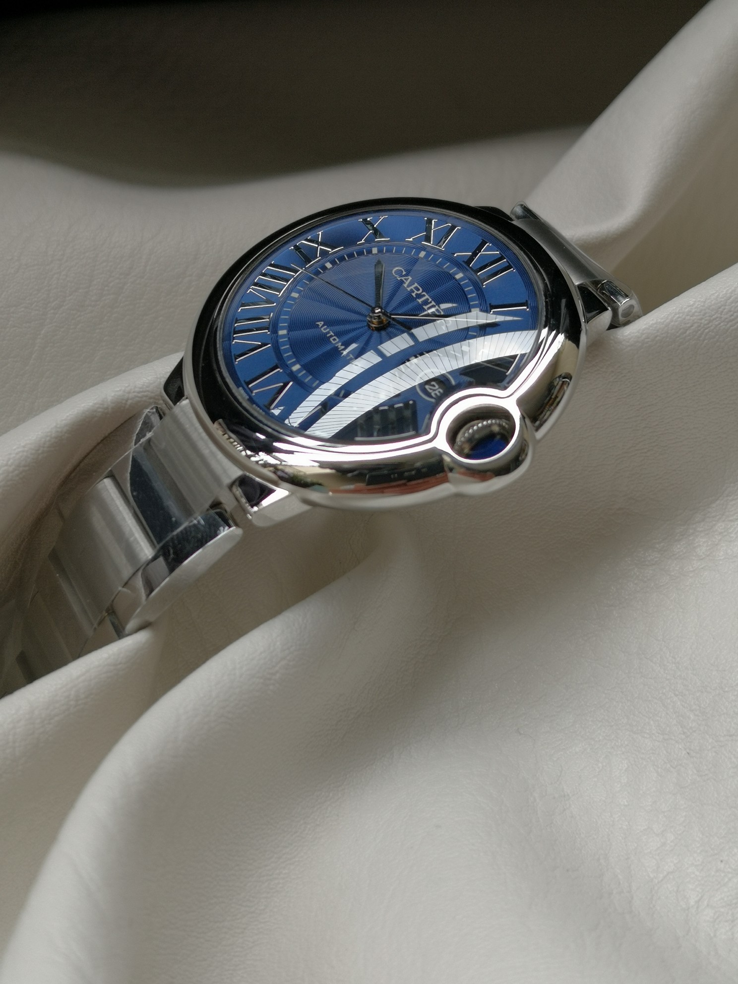 Cartier Ballon Bleu WSBB0025 42.1mm Stainless Steel Automatic Watch with Blue Guilloché Dial