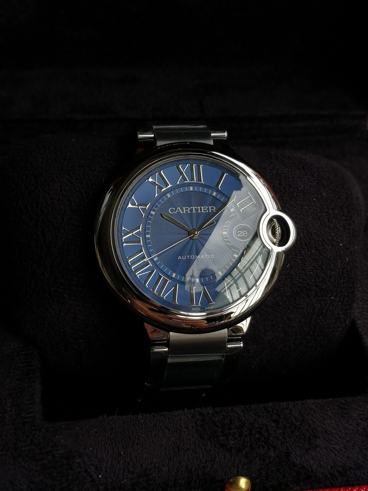 Cartier Ballon Bleu WSBB0025 42.1mm Stainless Steel Automatic Watch with Blue Guilloché Dial