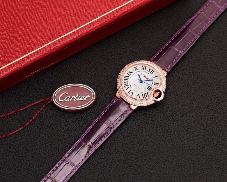 Cartier Ballon Bleu 33mm / 36mm Stainless Steel Automatic Watch with Blue Guilloché Dial, Sapphire Bubble Crystal, Alligator Leather Strap