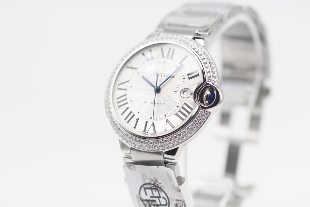 Cartier Ballon Bleu Moissanite Diamond Watch 28mm / 33mm / 36mm / 42mm Stainless Steel Automatic & Quartz