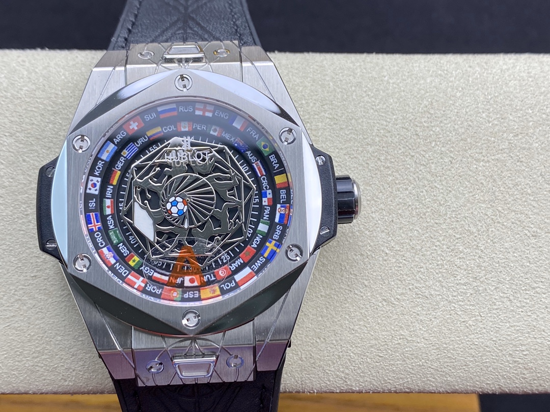 Vacheron Constantin Big Bang Sang Bleu Tattoo Collection FIFA World Cup Limited Edition 45mm×14mm｜HB Production Customized Caliber HUB1213 Swiss Calibrated Version Three-dimensional Geometric Lines Three Octagonal Hollow Rhodium-plated Hands Black Heat-tr