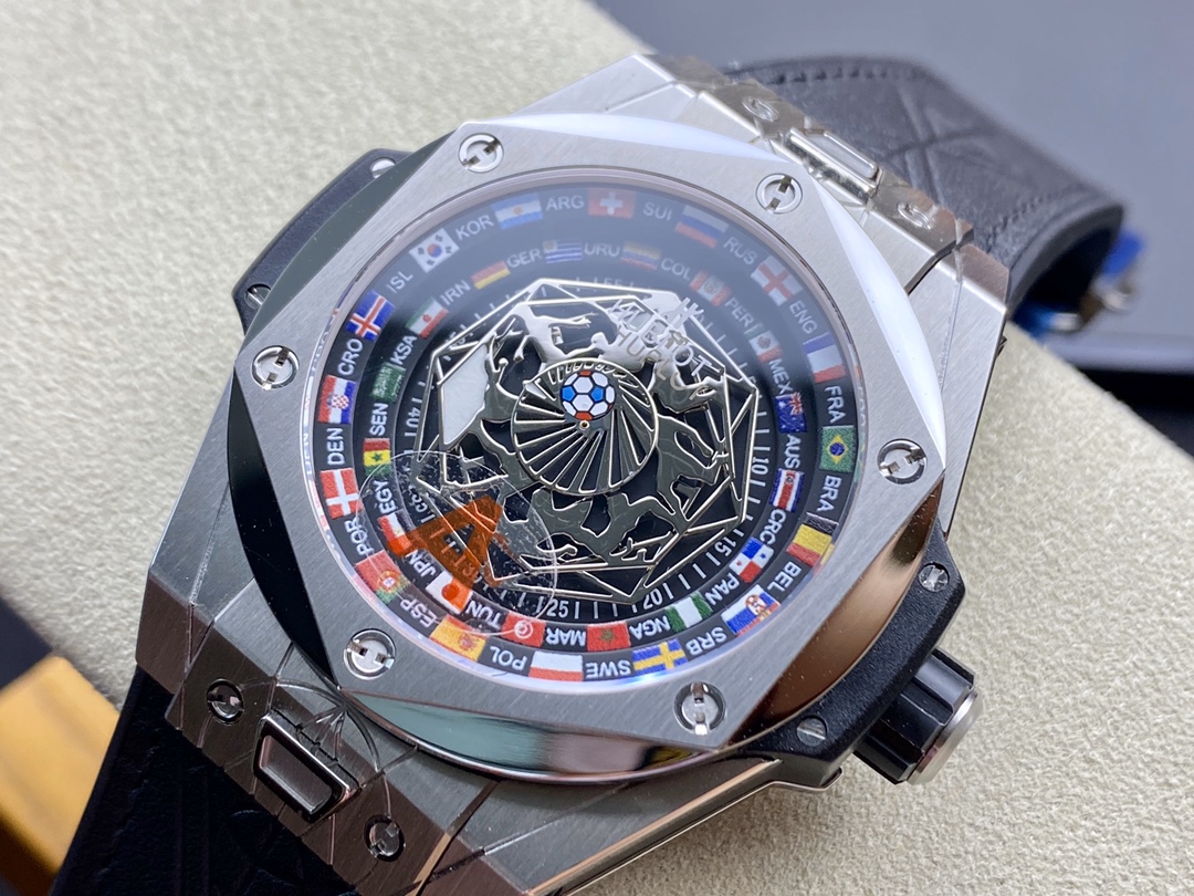 Vacheron Constantin Big Bang Sang Bleu Tattoo Collection FIFA World Cup Limited Edition 45mm×14mm｜HB Production Customized Caliber HUB1213 Swiss Calibrated Version Three-dimensional Geometric Lines Three Octagonal Hollow Rhodium-plated Hands Black Heat-tr