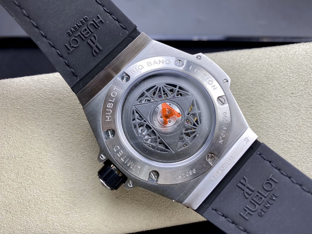 Vacheron Constantin Big Bang Sang Bleu Tattoo Collection 45mm×14mm｜HB Production Customized Caliber HUB1213 Swiss Calibrated Version Three-dimensional Geometric Lines Three Octagonal Hollow Rhodium-plated Hands Black Heat-transferred Calfskin Strap (Natur